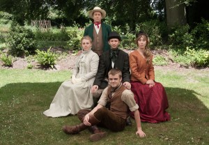 Front: Connor Dooley (Giles Winterbourne). Centre, left to right: Sophie Cridland (Grace Melbury); Robert Cole (Dr Fitzpiers); Emma Hill (Mrs Charmond). Back: Chris Pullen (Mr Melbury).